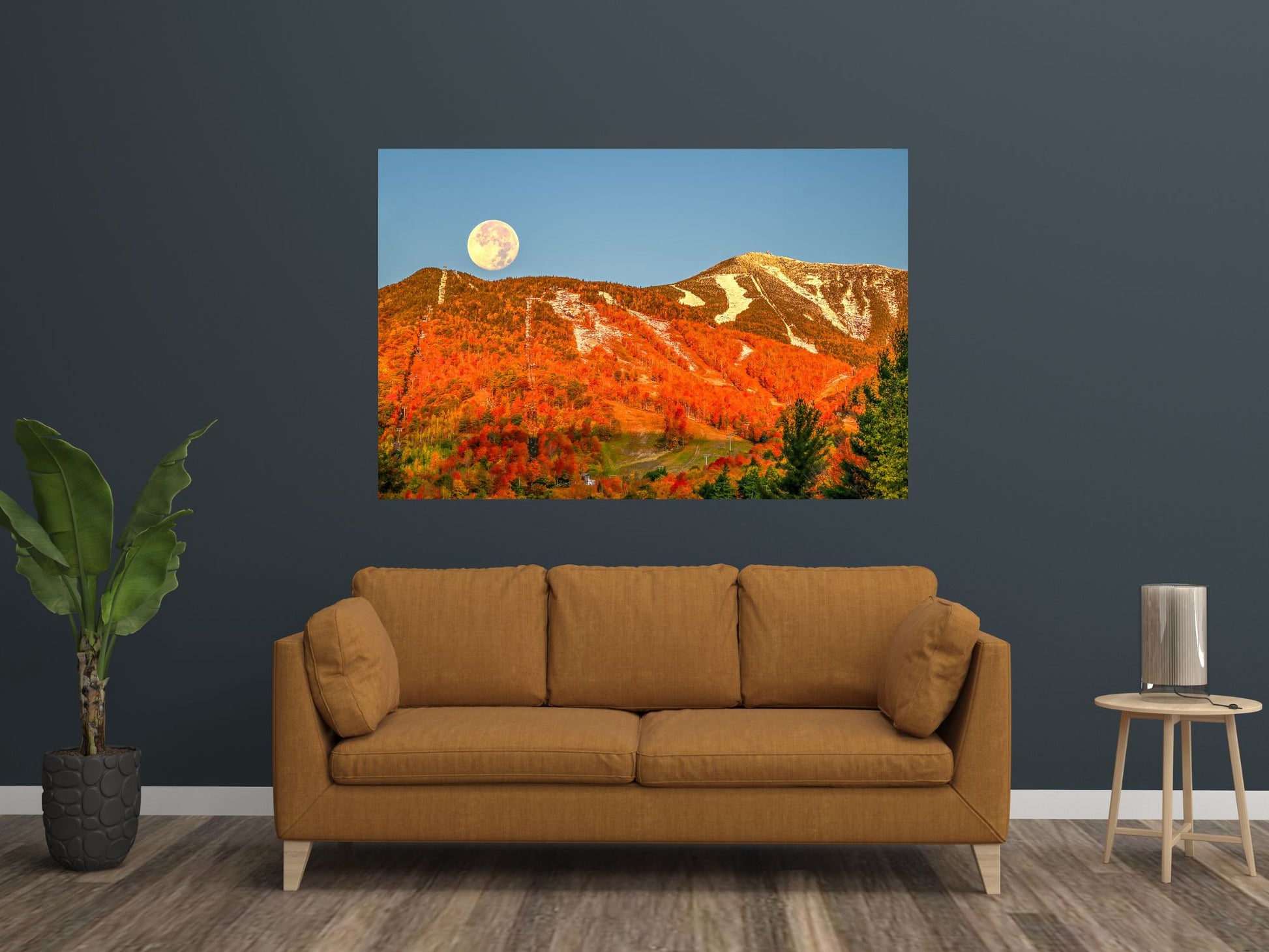 Hunter's Supermoon setting over Whiteface Mountain