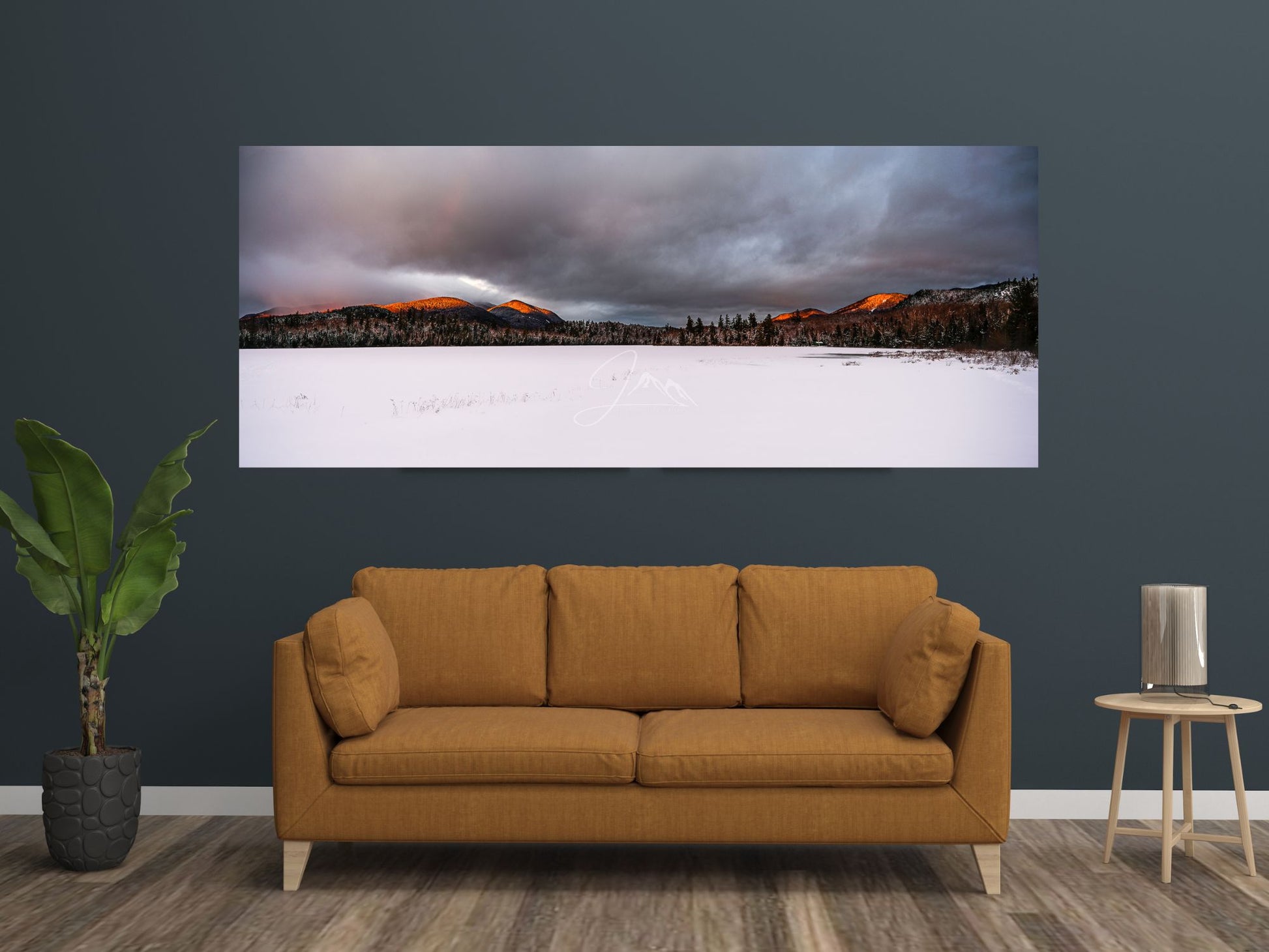 Winter's Alpenglow Panorama Adirondack print