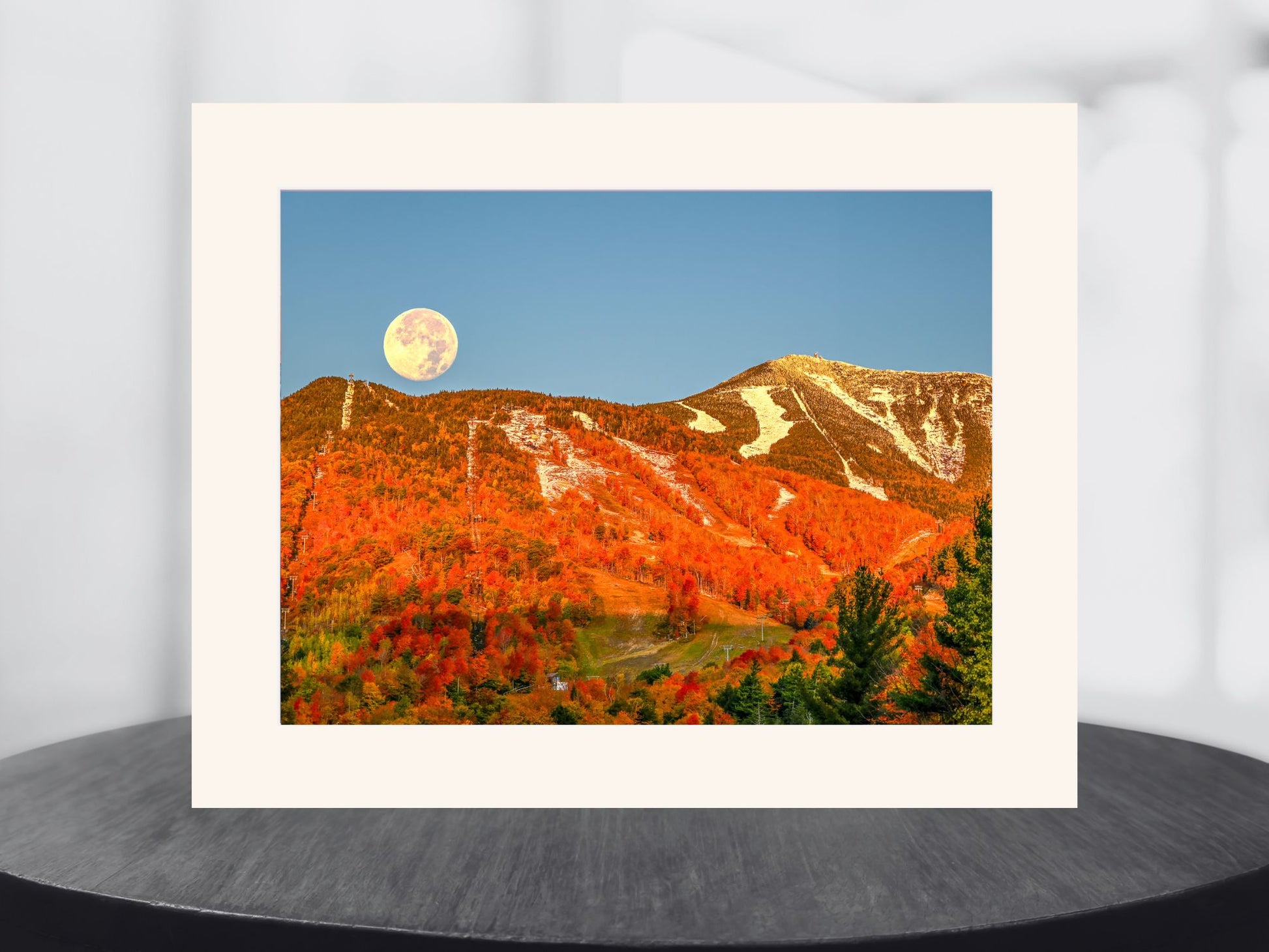 Hunter's Supermoon setting over Whiteface Mountain