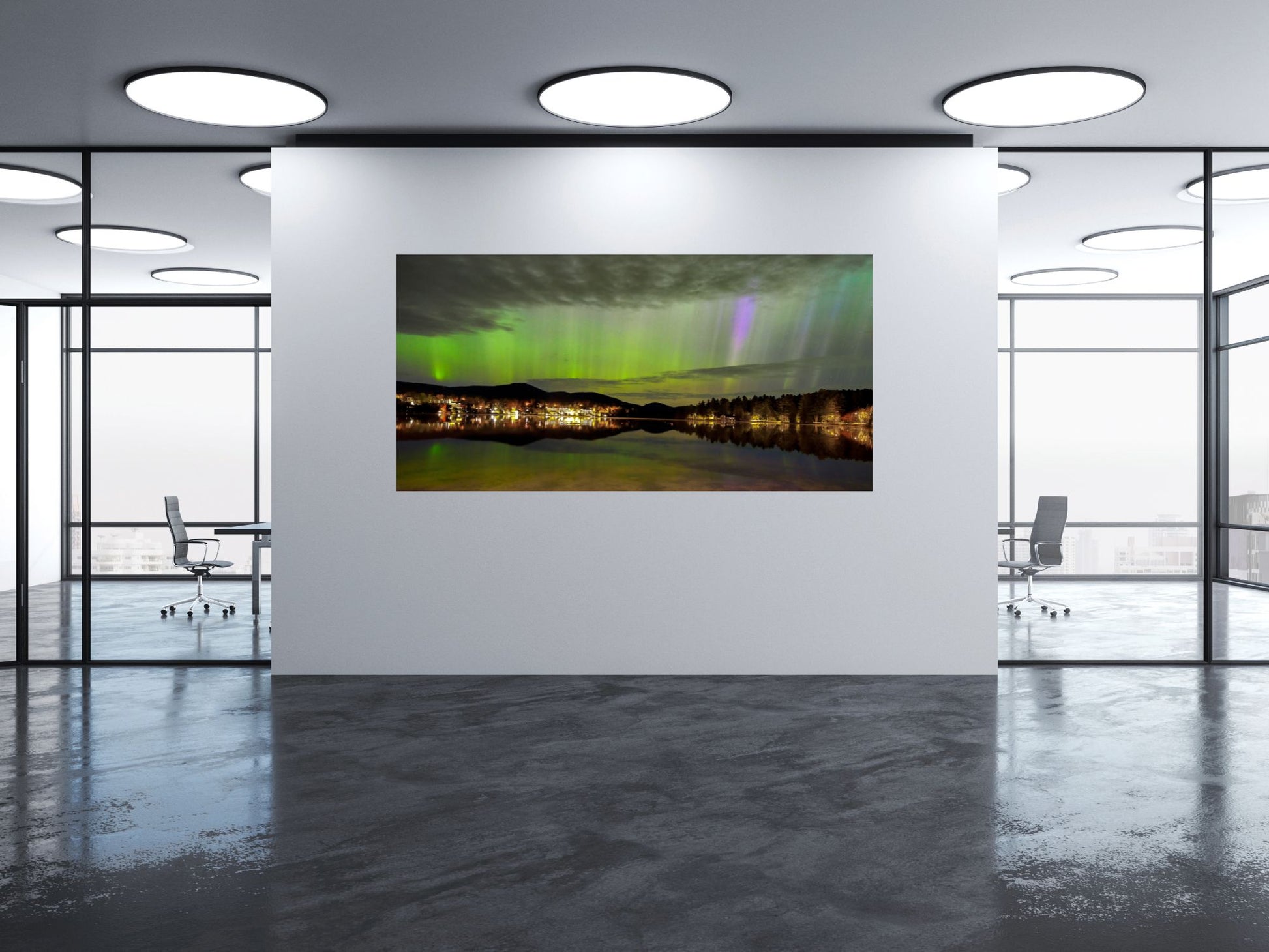 Northern Lights over Mirror Lake Panorama Print