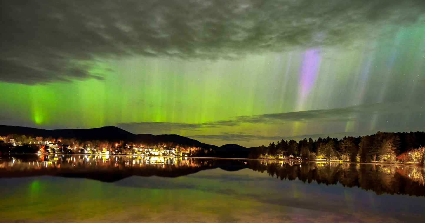 Northern Lights over Mirror Lake Panorama Print