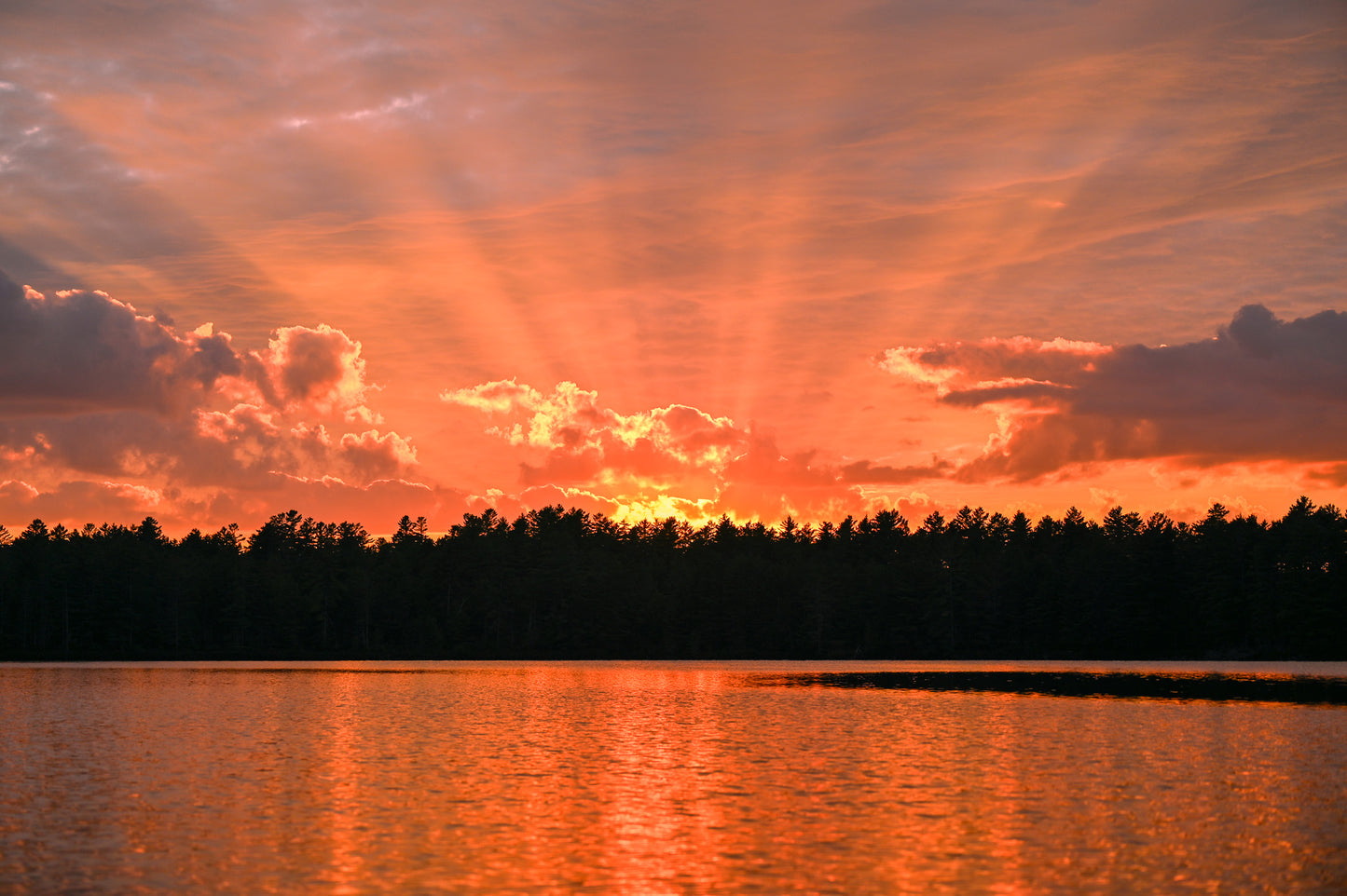 a fiery Adirondack sunset