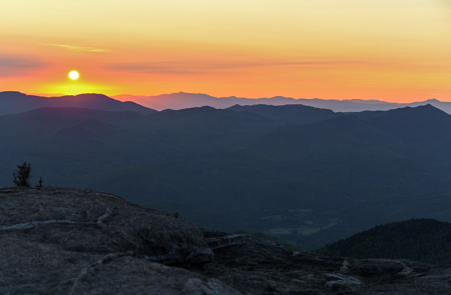 Sunrise on the Adirondack mountains 