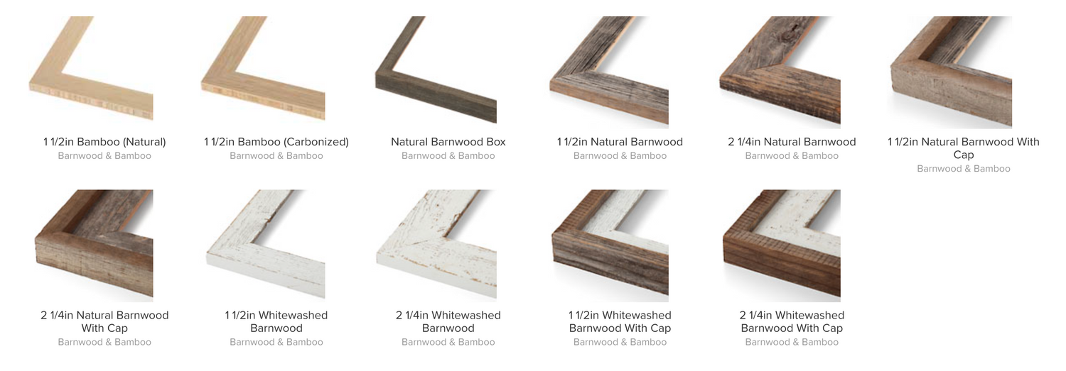 barnwood and bamboo frames 