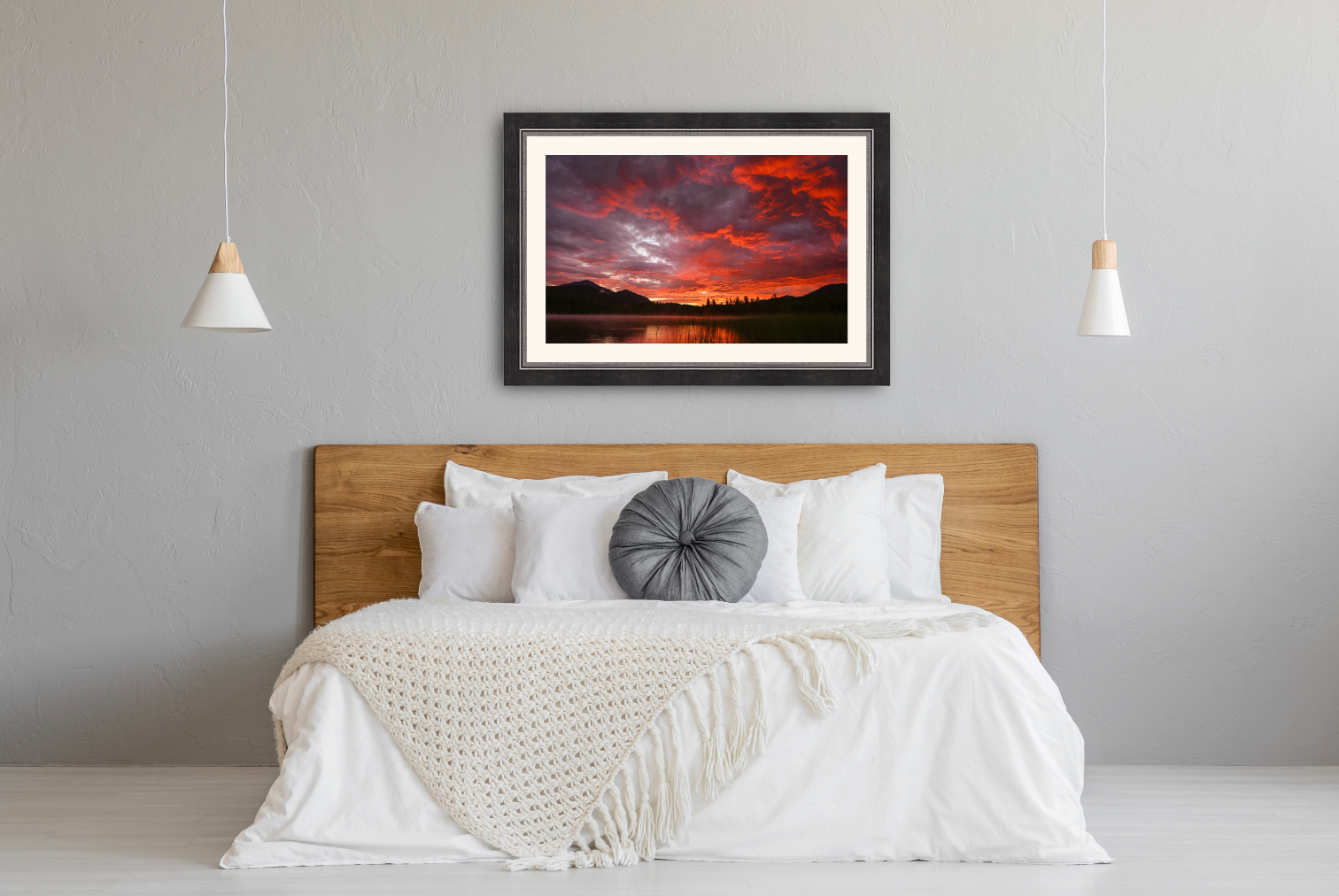 print of a sunrise over connery pond