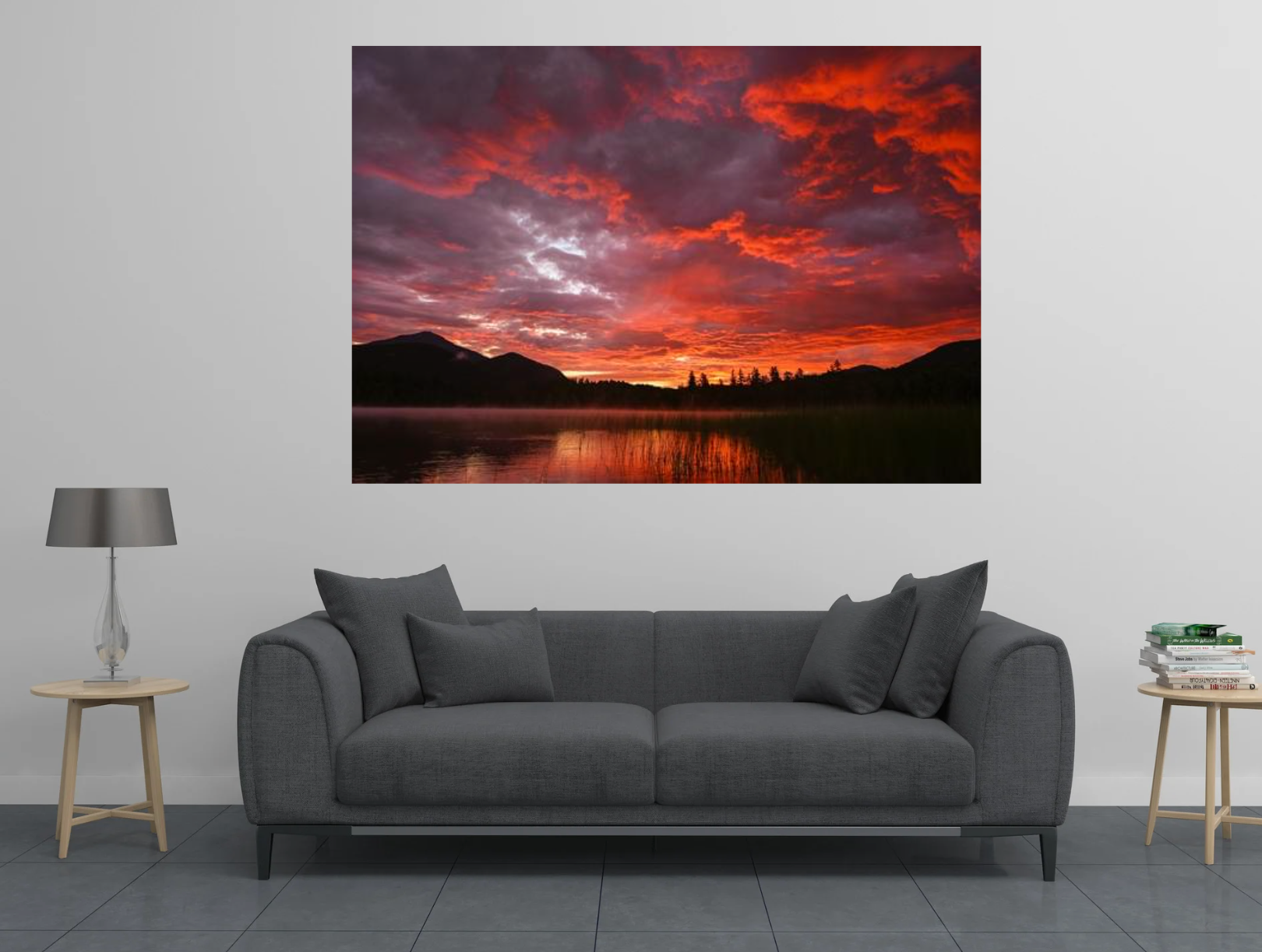 print of a sunrise over connery pond