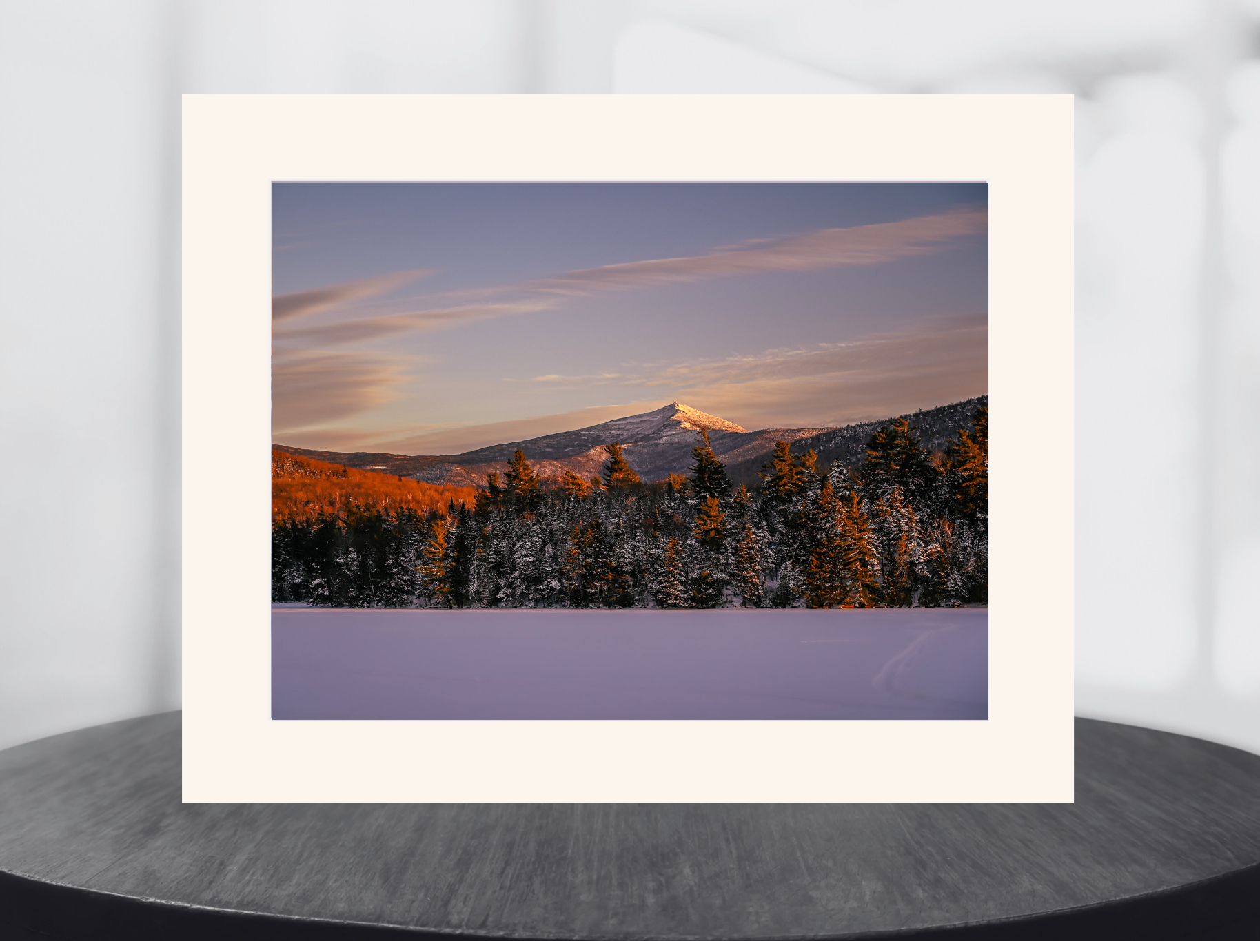print of a Frozen alpine glow on whiteface