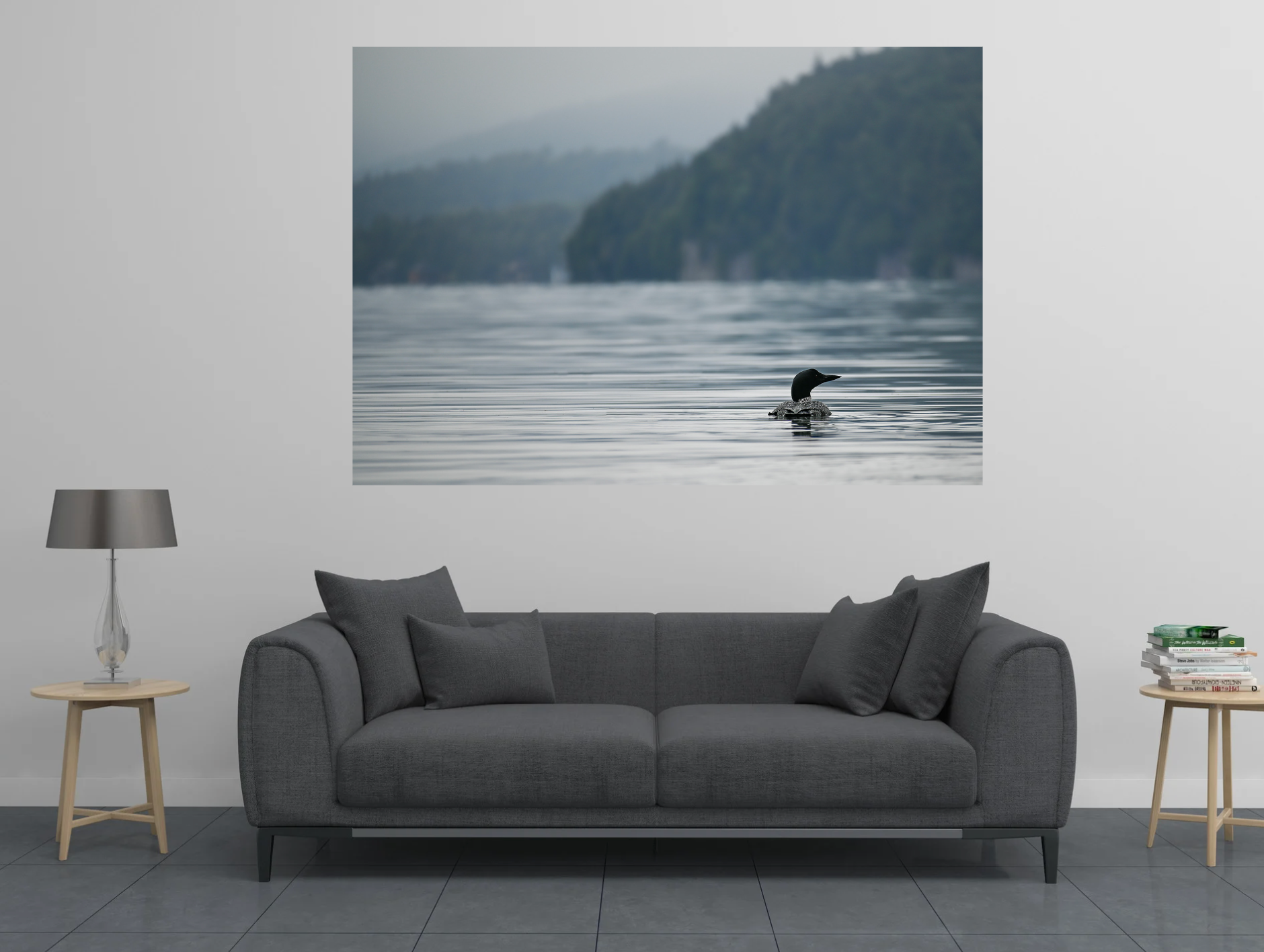 print of a Common Loon on Lake Placid