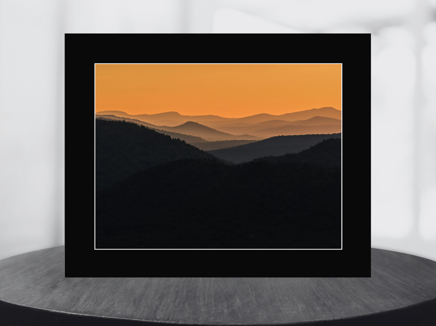 print of golden hour layers in the Adirondack Mountains 