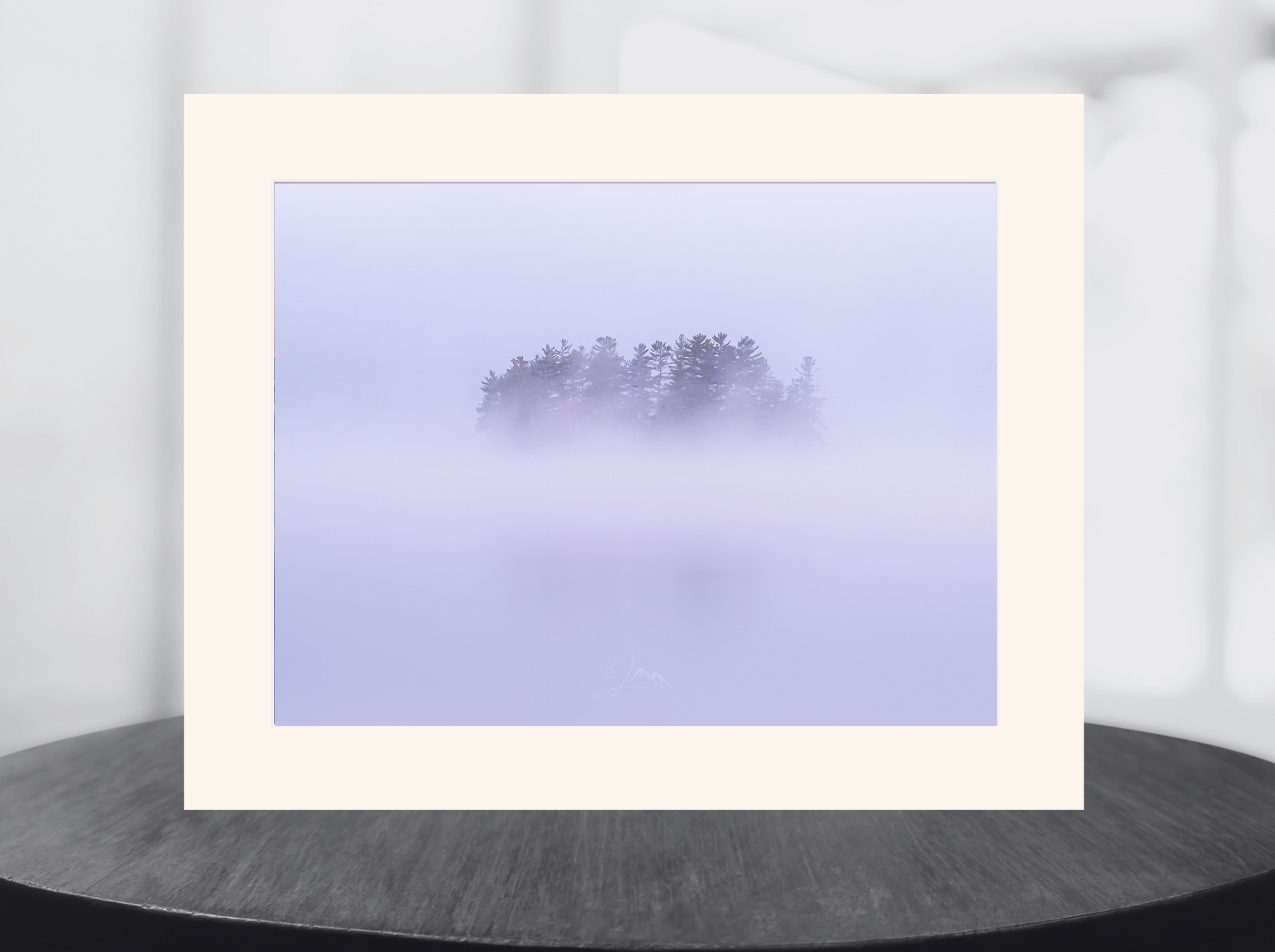 print of a Foggy morning on the lake