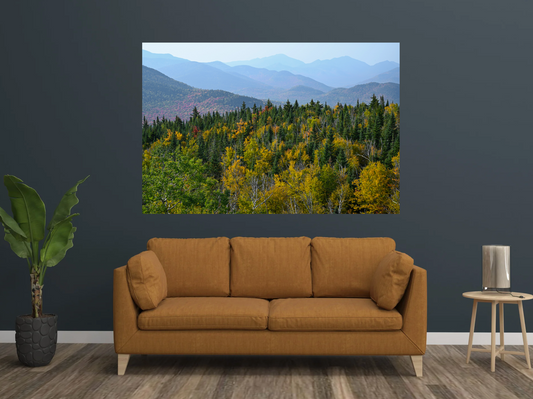 print of mountain layers and foliage Adirondack Mountains 