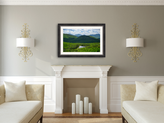 print of a pond in the Adirondack Mountains 