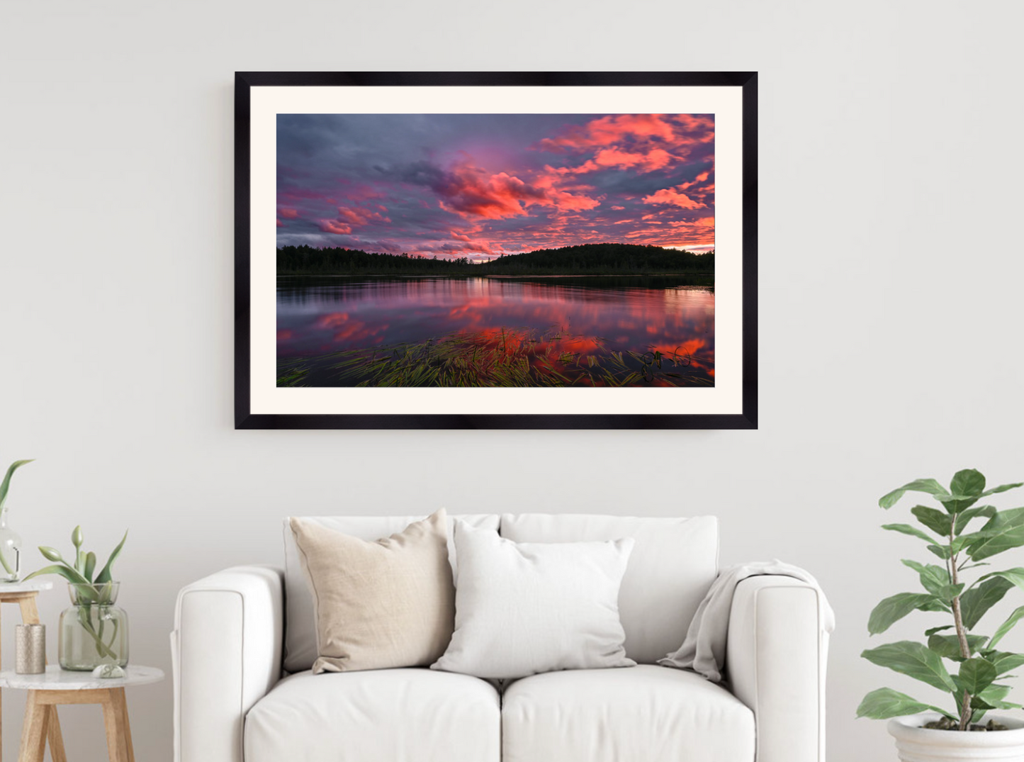 print of sunset reflections on lake colby 