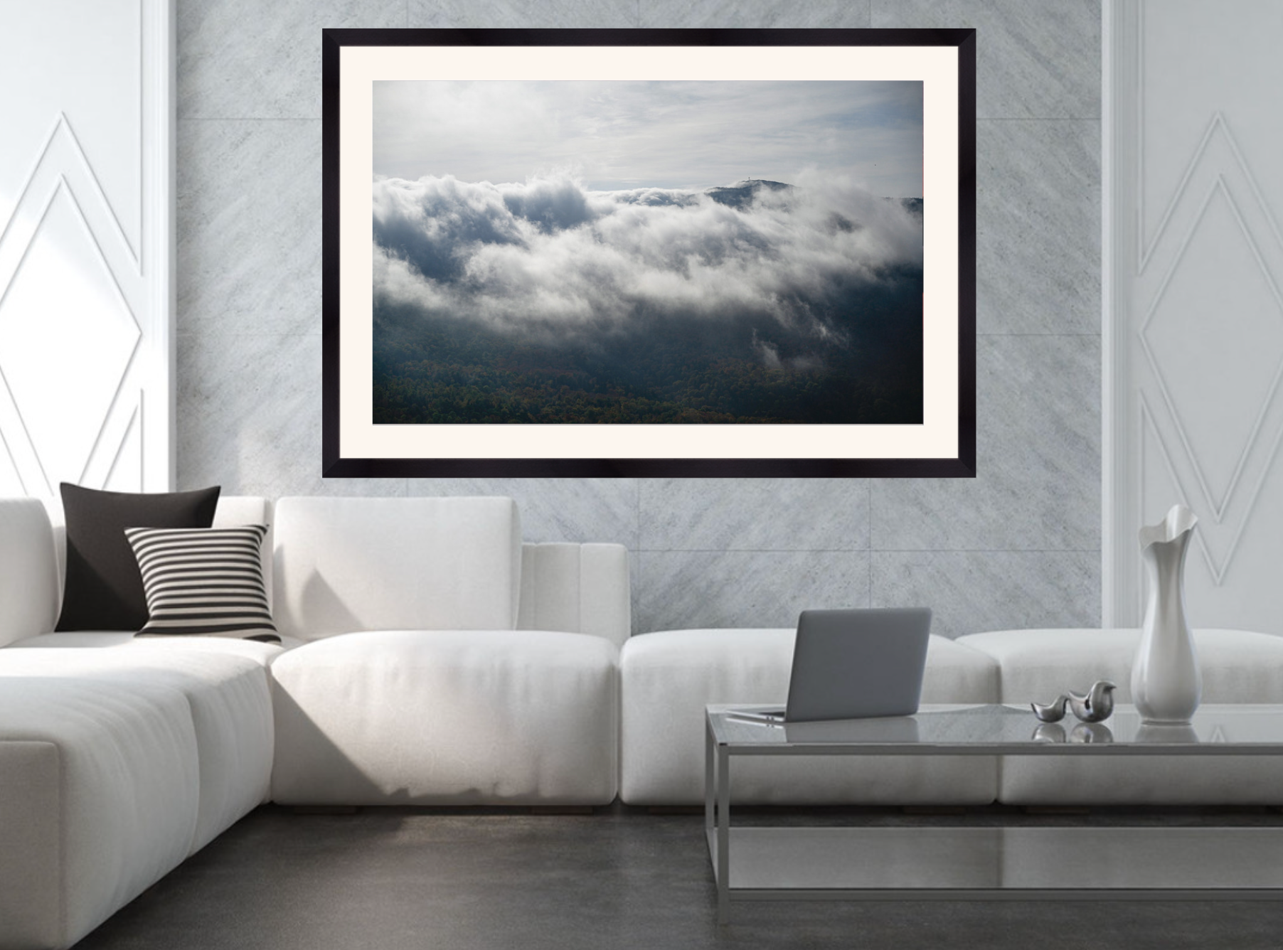 print of Hurricane Mountain above the Clouds Adirondack Mountains 