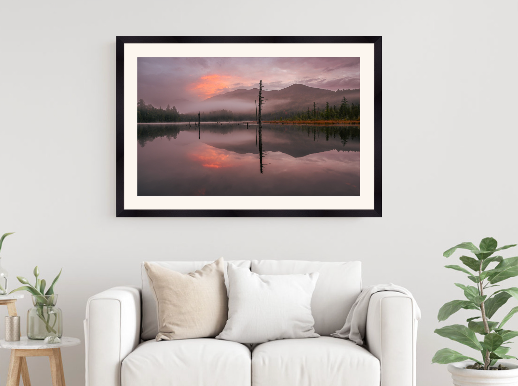 print of a sunrise reflection on a pond
