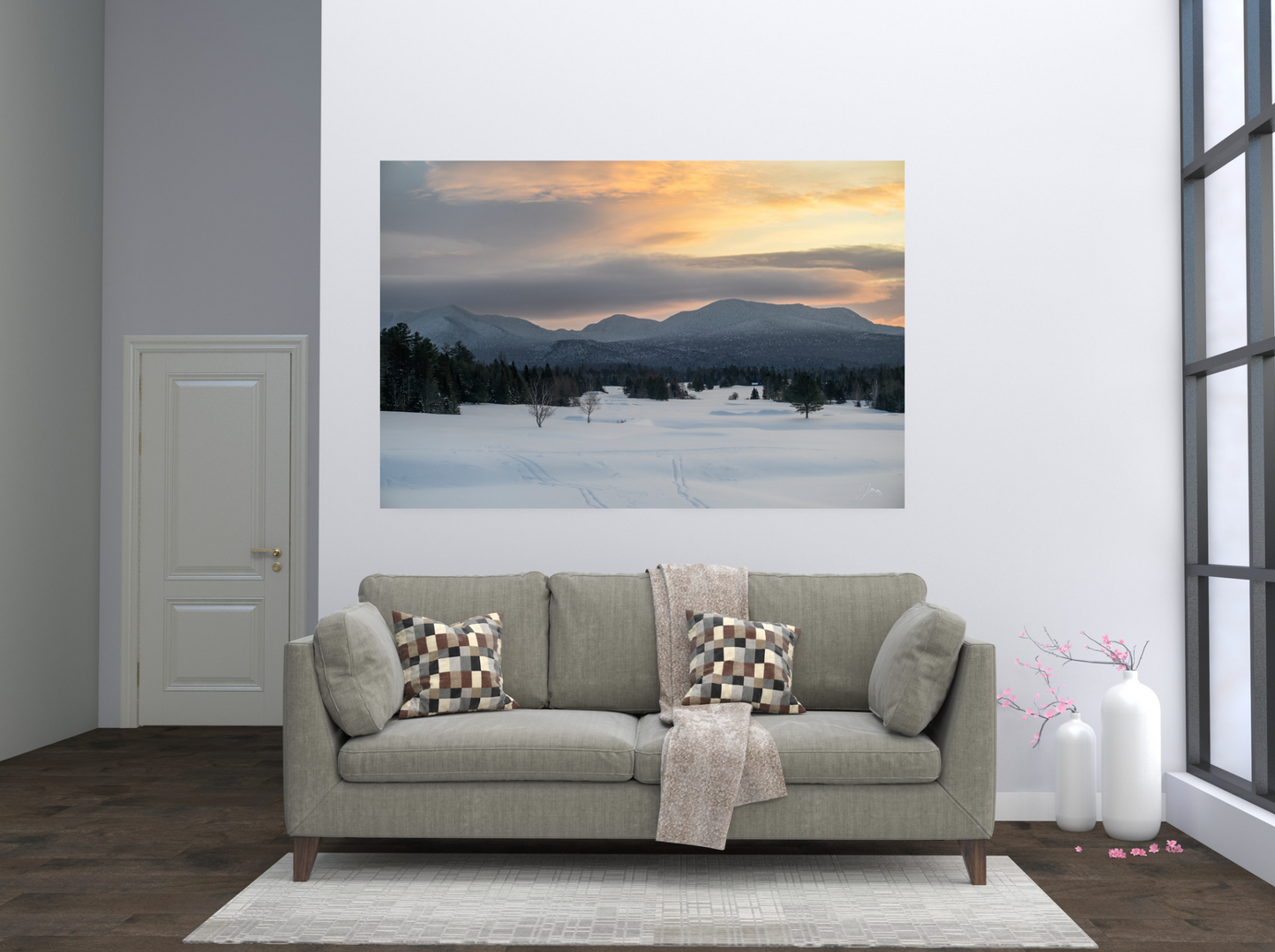 print of a sunrise over the adirondack moutains