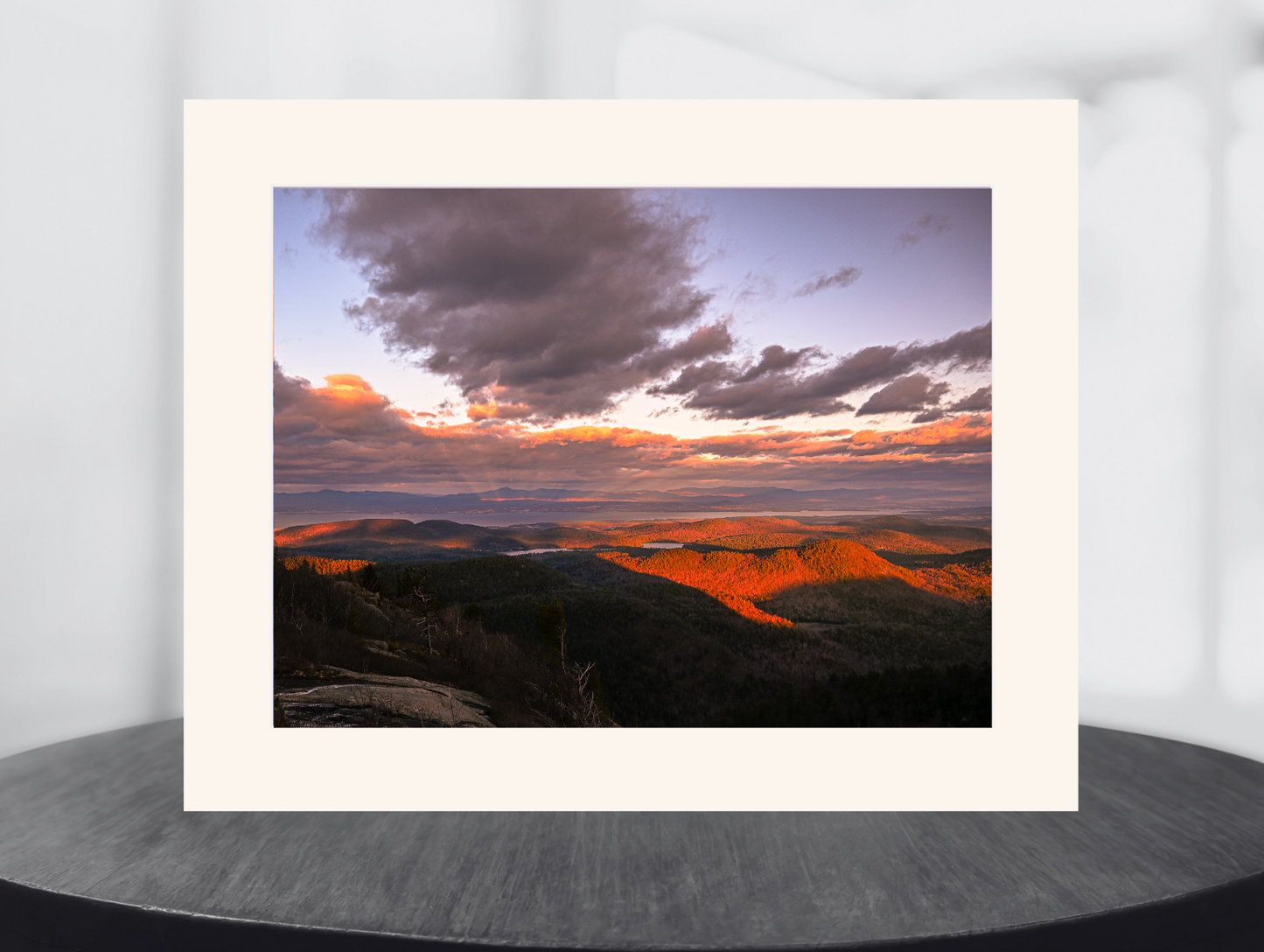 print of a Sunset from Poke-O-Moonshine Adirondack Mountains 
