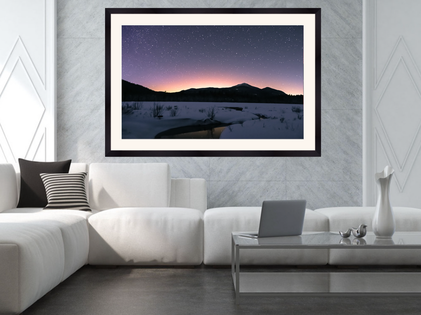 print of a Starlit Aurora over Whiteface