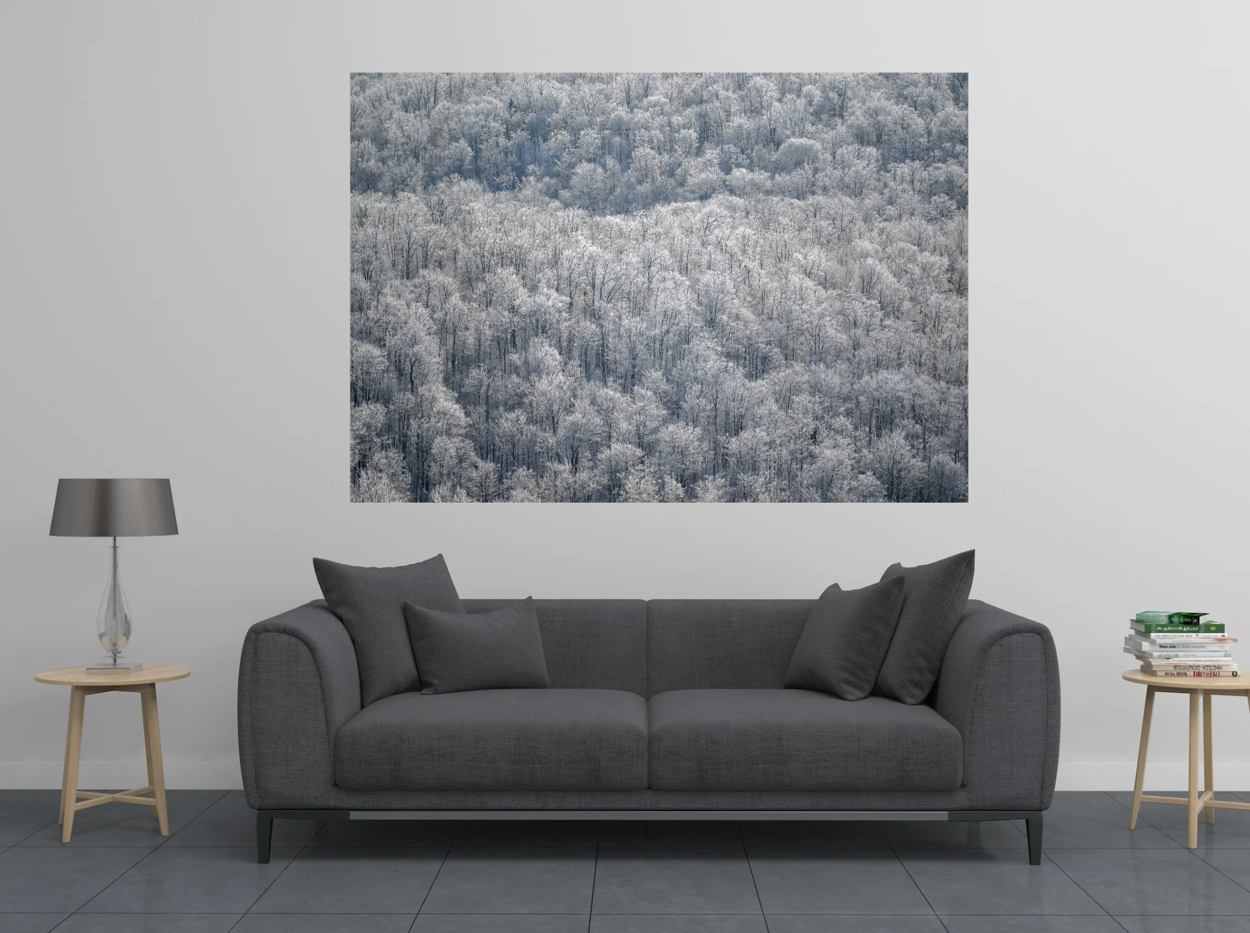 print of a frozen trees