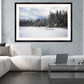 print of snow covered tamaracks