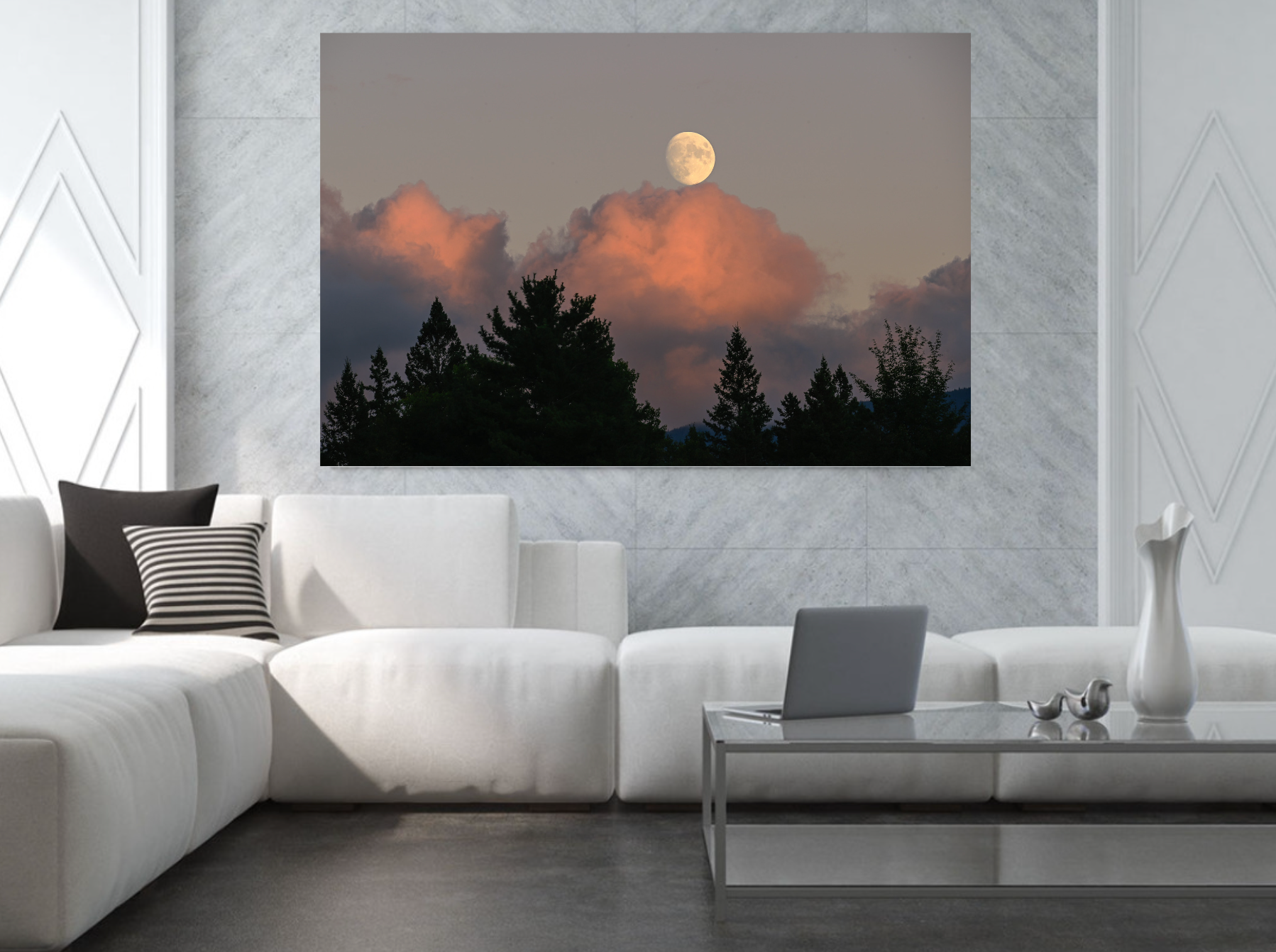 Print of a Waxing Harvest Moonrise