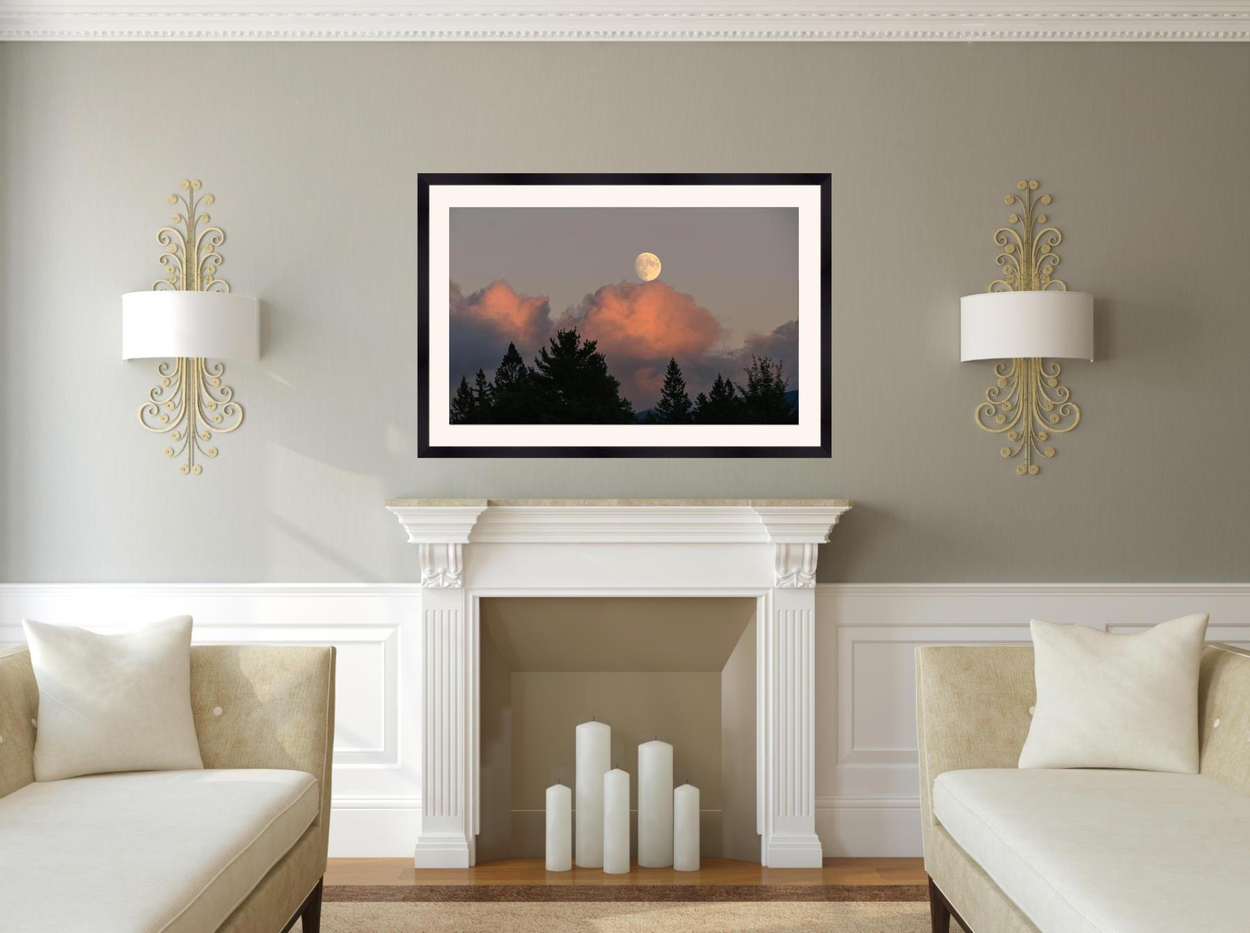 Print of a Waxing Harvest Moonrise