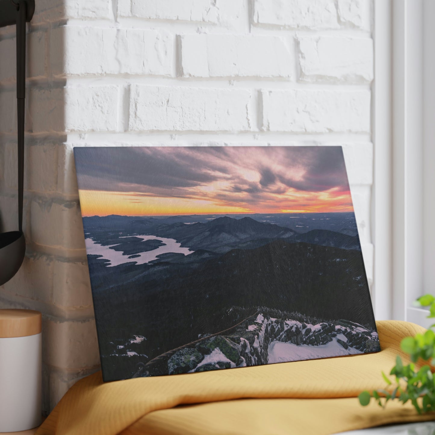 Glass Cutting Board - Lake Placid View, Whiteface Mt.