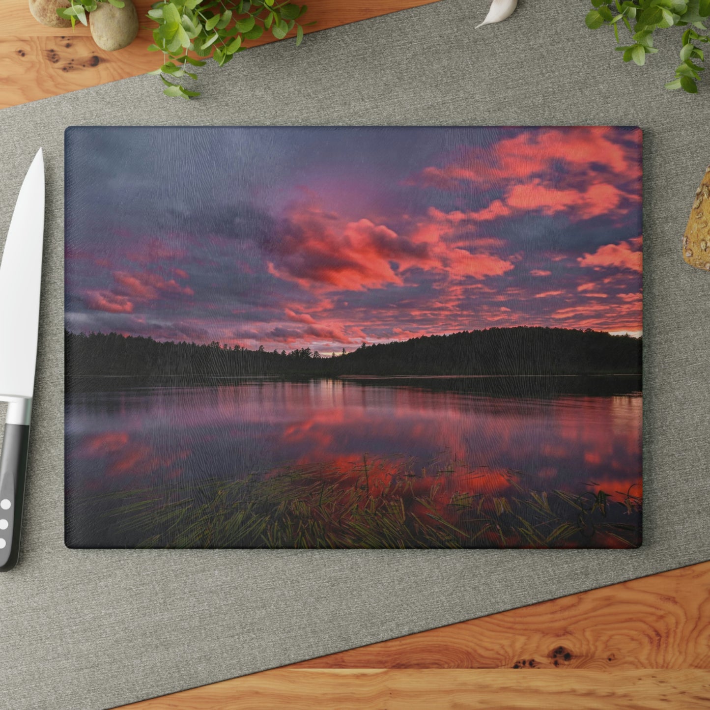 Glass Cutting Board - Reflections of Summer, Colby Lake