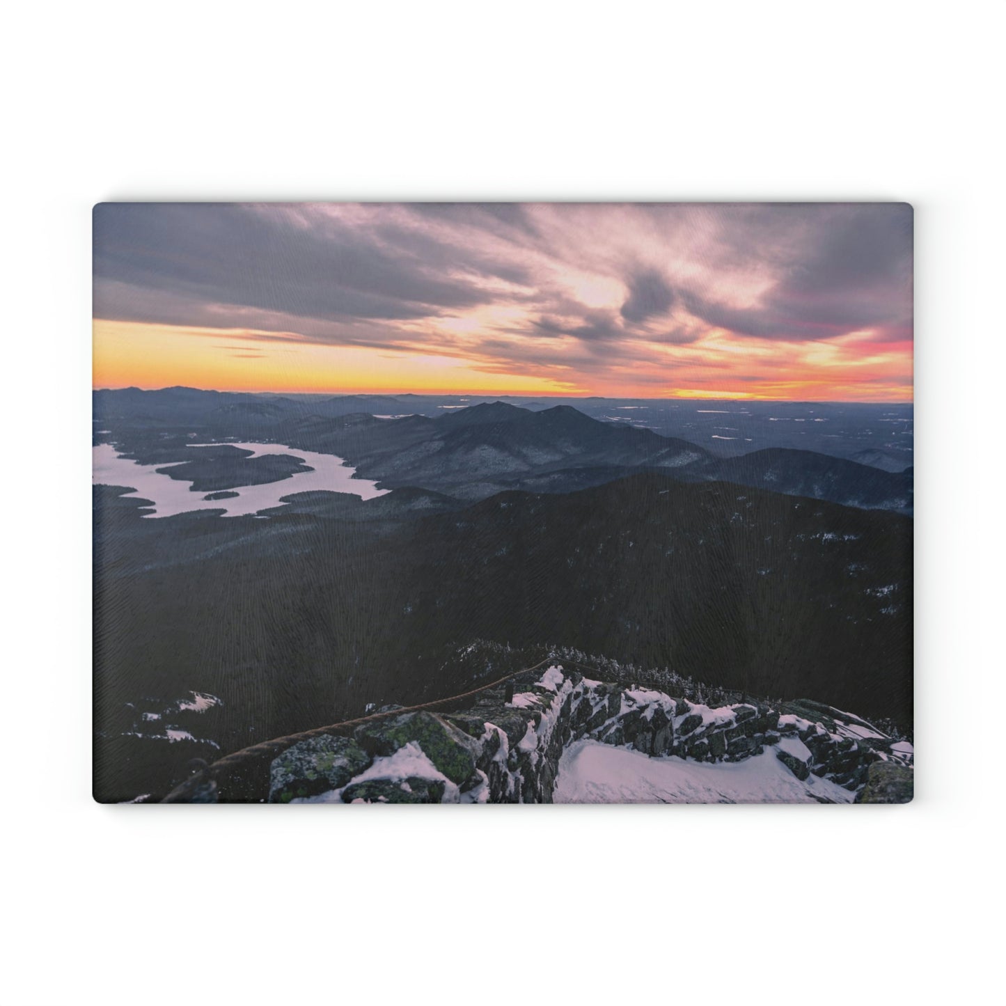 Glass Cutting Board - Lake Placid View, Whiteface Mt.