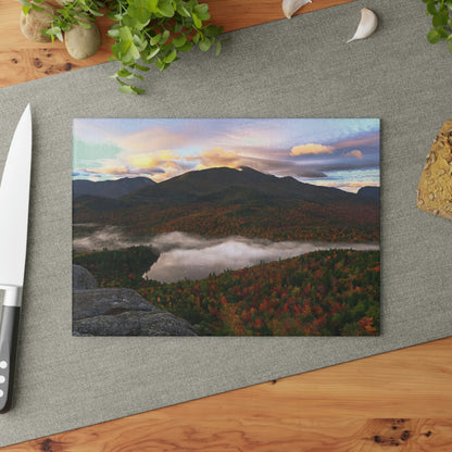 Glass Cutting Board - Autumn Sunrise over Heart Lake