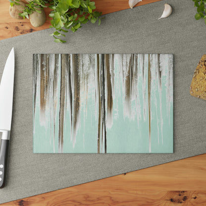 Glass Cutting Board - Abstract Winter Woods