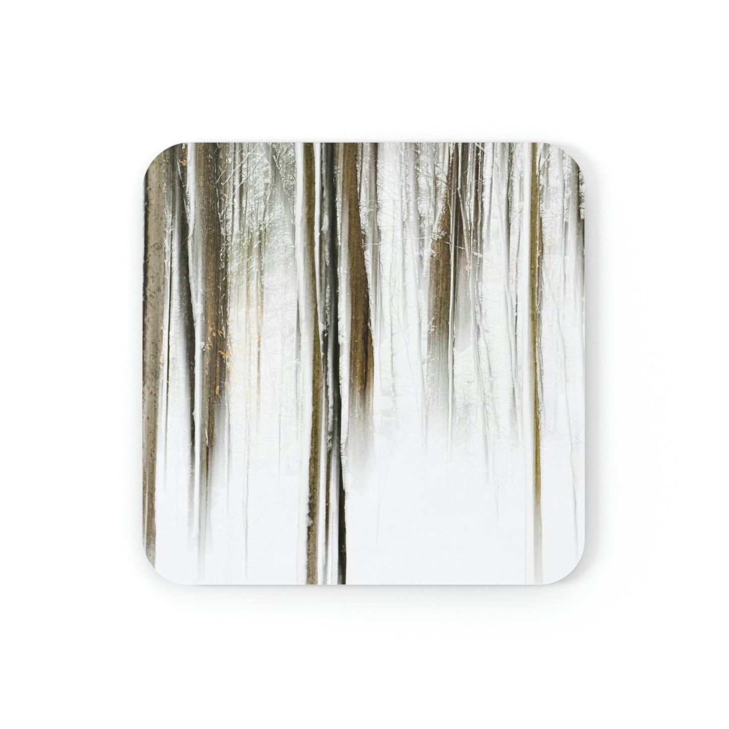 Cork Back Coaster - Abstract Winter Woods