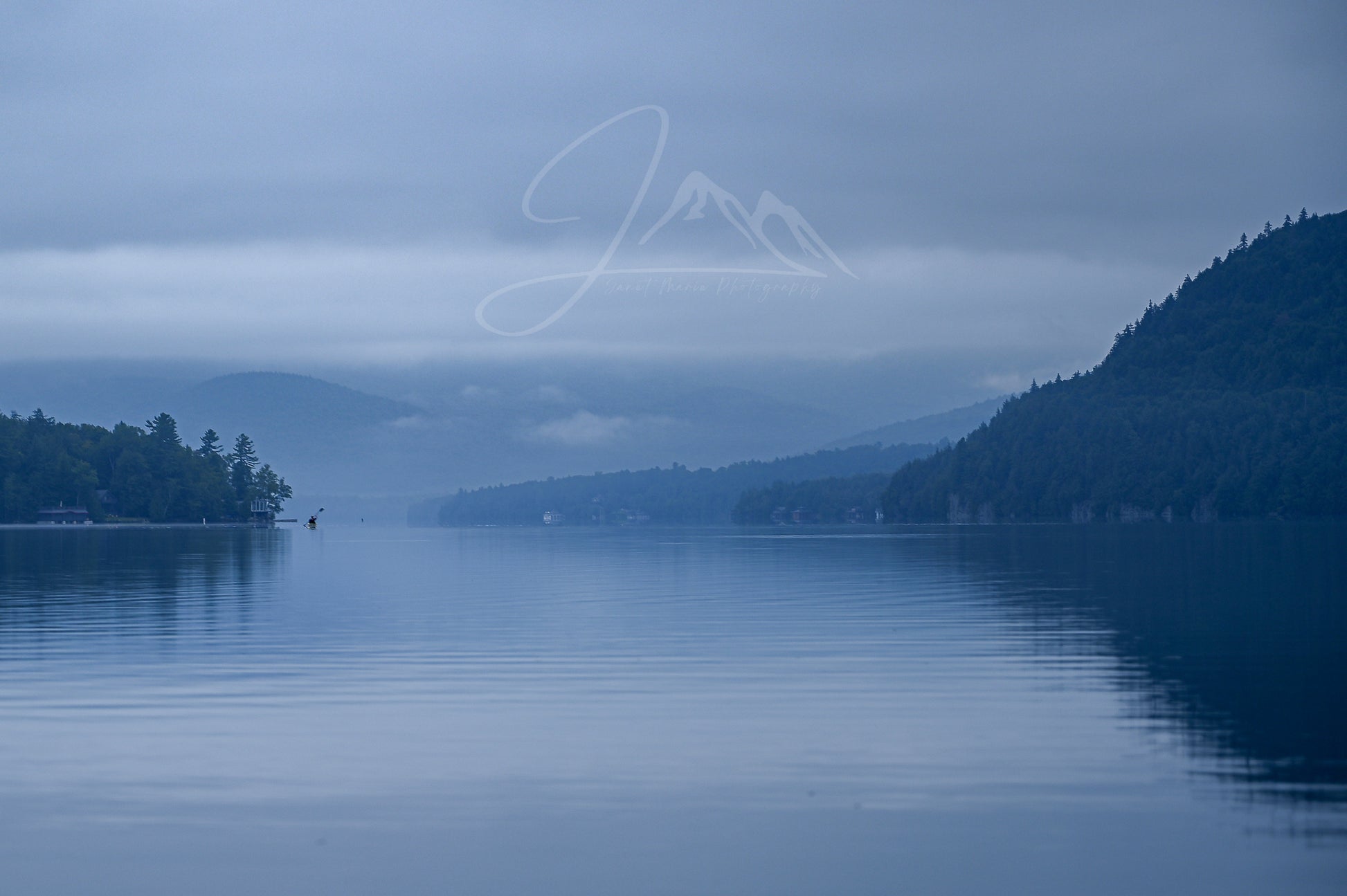 print of a Foggy Morning on Lake Placid