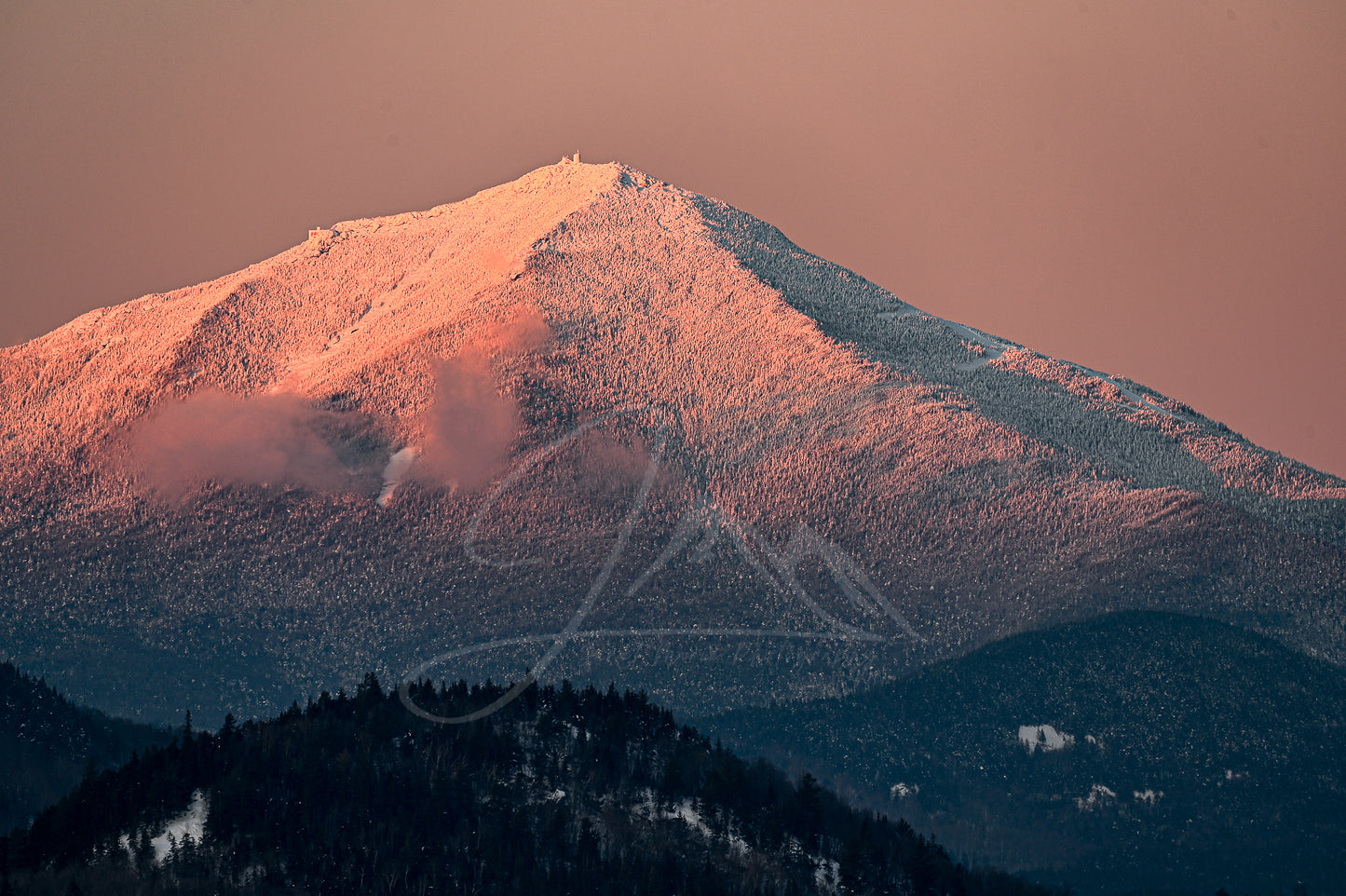 print of a Sunset Glow over Whiteface mountain 