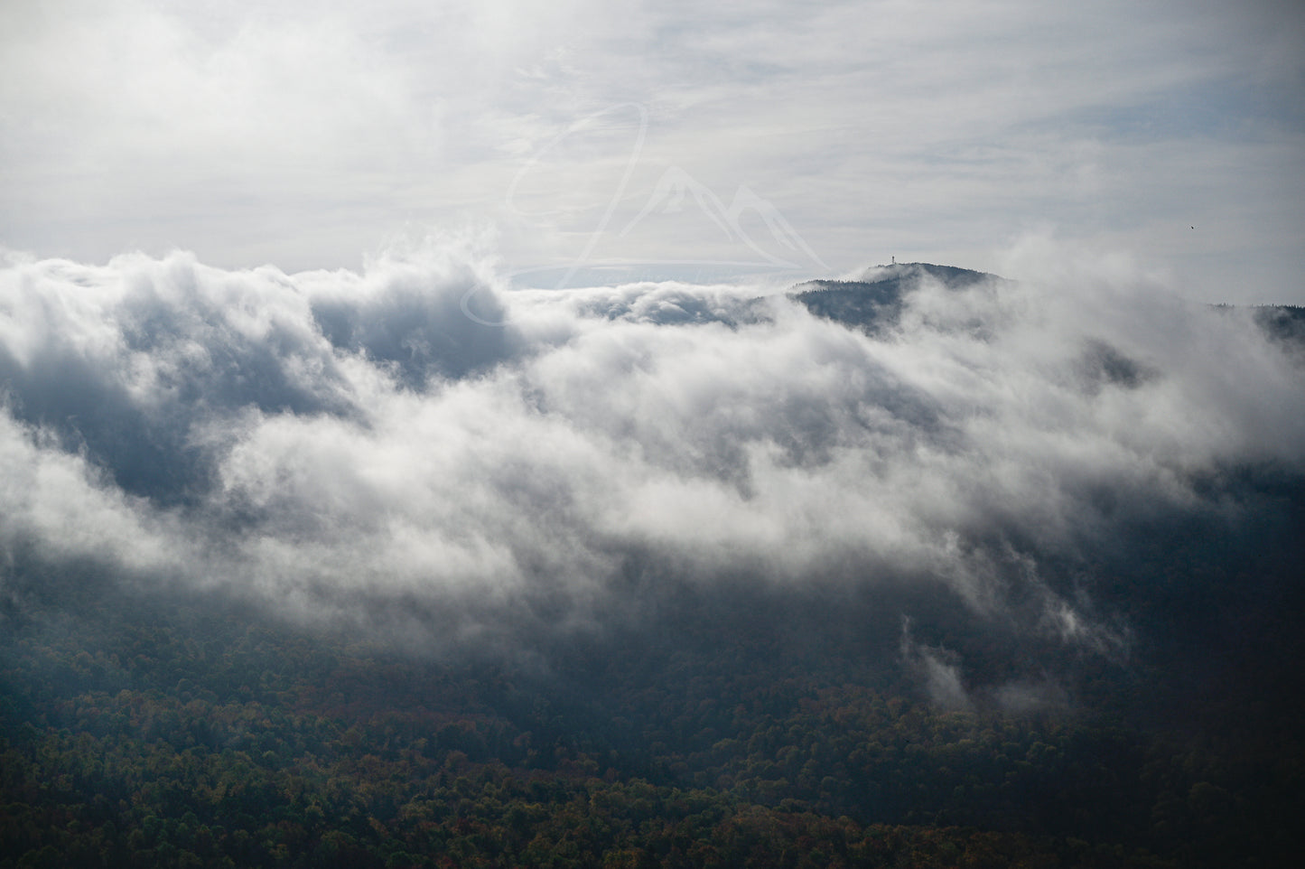 print of Hurricane Mountain above the Clouds Adirondack Mountains 