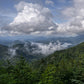 spring rain clouds rolling in over Lake Placid from atop Whiteface Mountain print