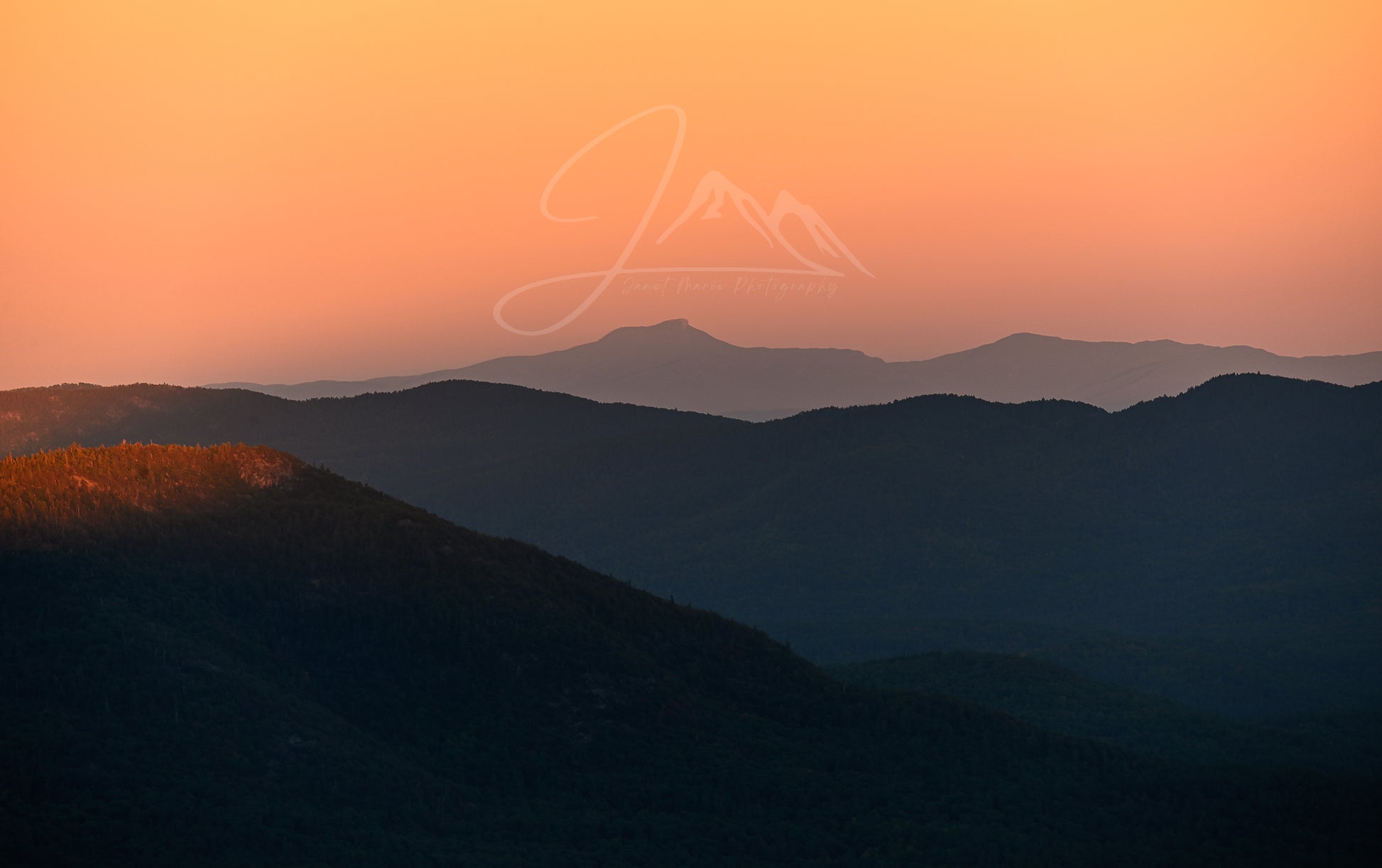 print of Golden Hour over Camels Hump from the Adirondack Mountains 