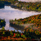 print of a foggy morning autumn sunrise Adirondack Mountains 