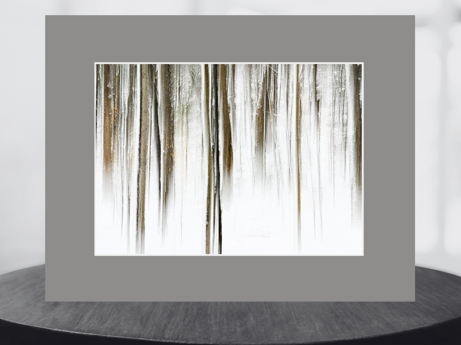 abstract print of a winter forest