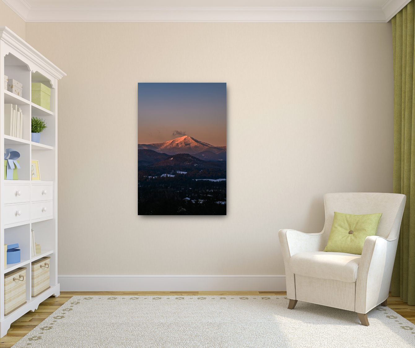 print of a sunset over lake placid