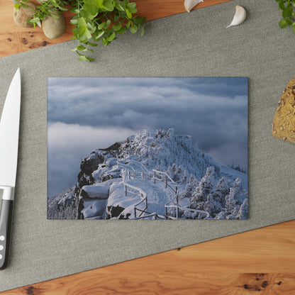 Glass Cutting Board - Whiteface Castle in the Clouds