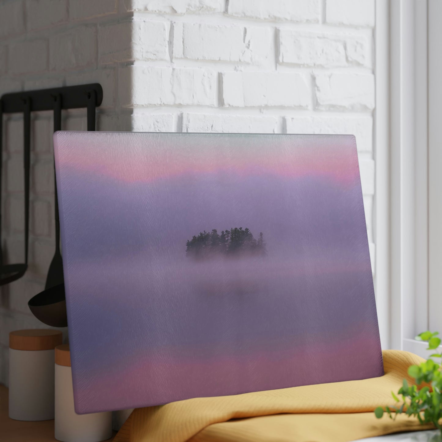 Glass Cutting Board - Crisp Autumn Sunrise, Tupper Lake