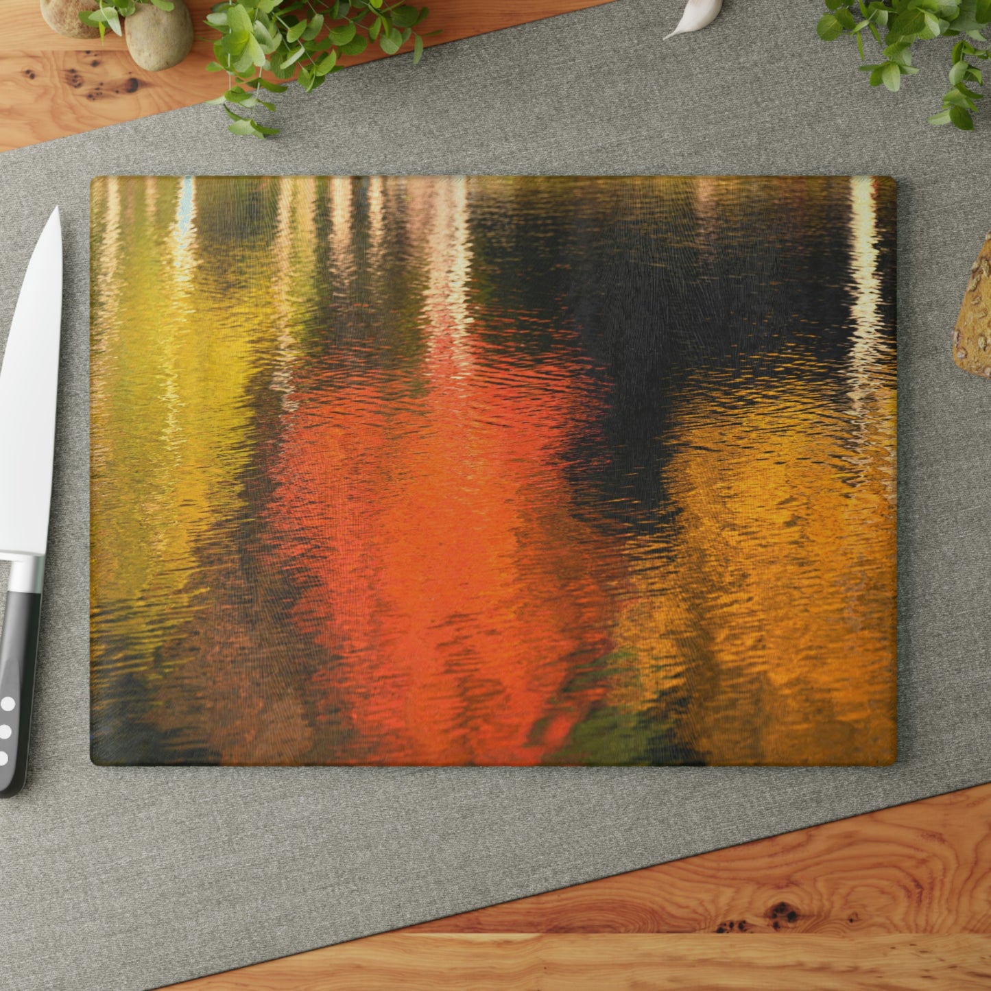 Glass Cutting Board - Reflections of Autumn